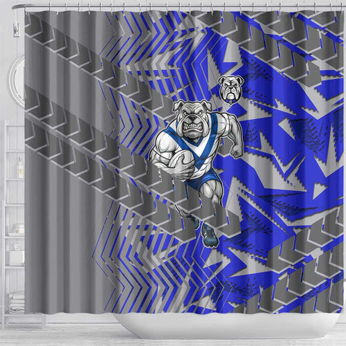 Canterbury Bankstown Bulldogs Rugby Shower Curtain Fierce Mascot Geometric Tribal Art