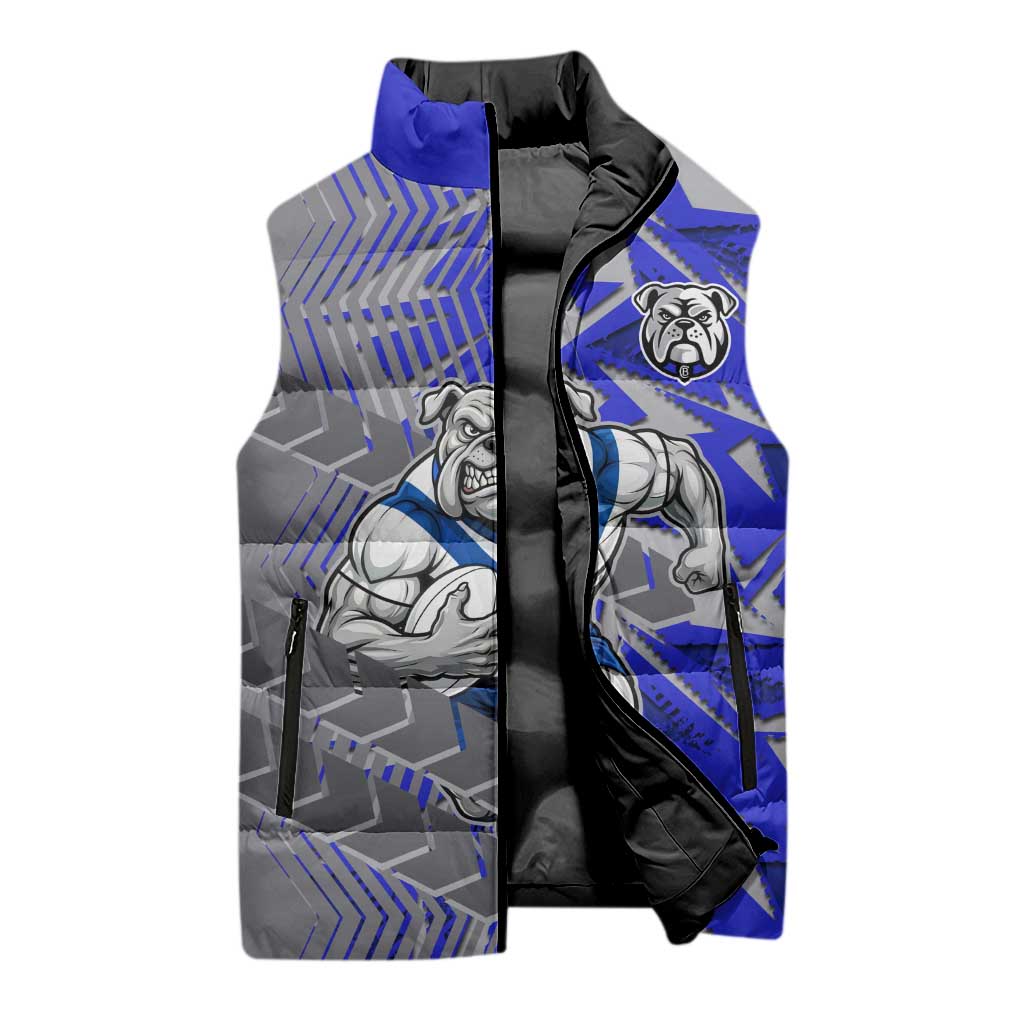 Canterbury Bankstown Bulldogs Rugby Sleeveless Puffer Jacket Fierce Mascot Geometric Tribal Art