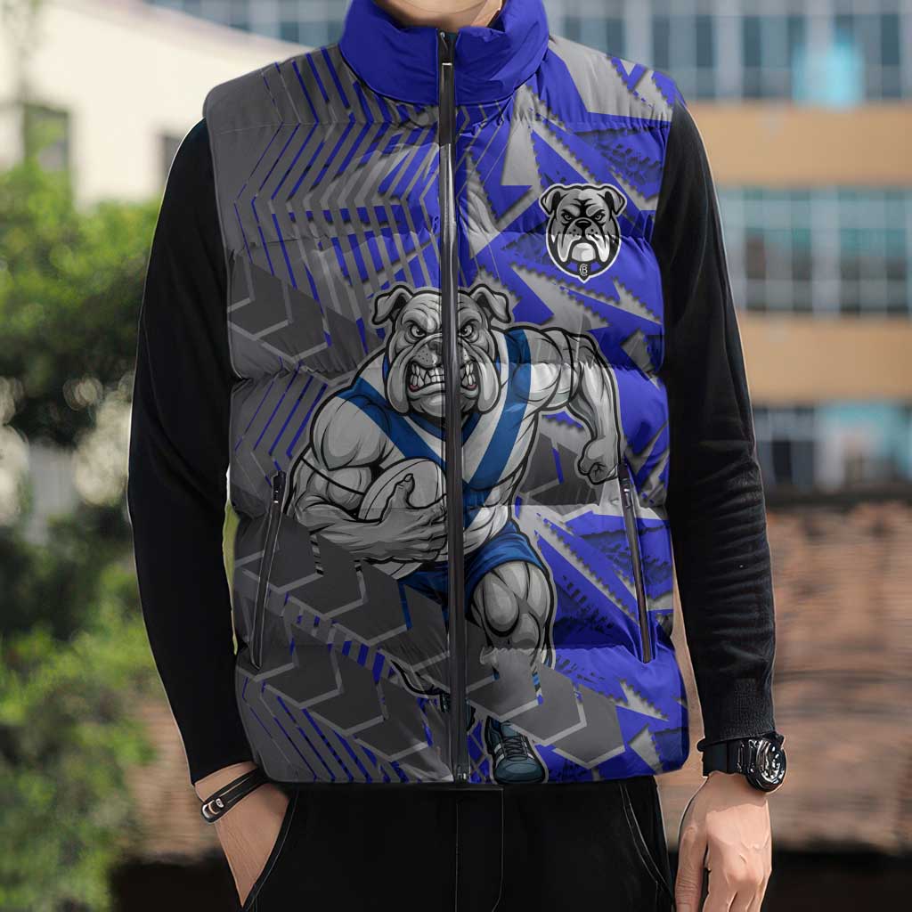 Canterbury Bankstown Bulldogs Rugby Sleeveless Puffer Jacket Fierce Mascot Geometric Tribal Art
