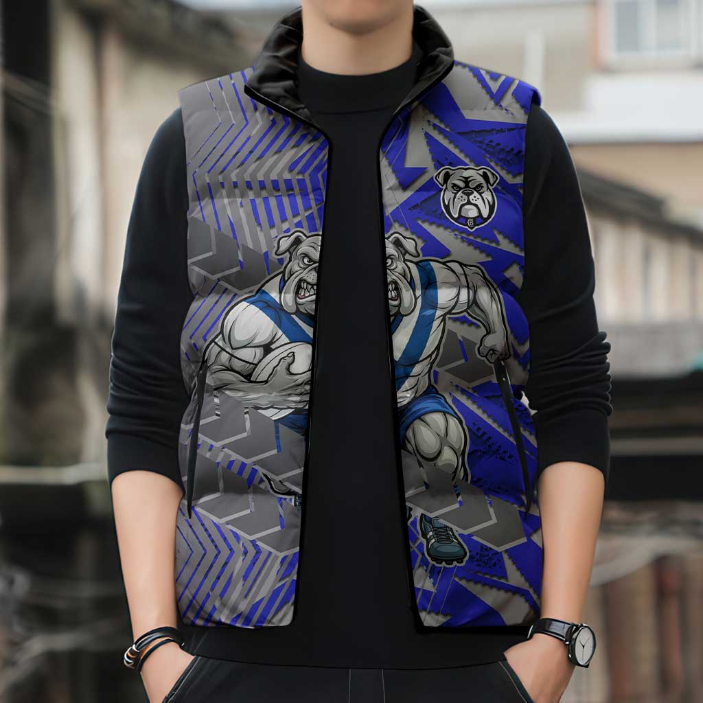Canterbury Bankstown Bulldogs Rugby Sleeveless Puffer Jacket Fierce Mascot Geometric Tribal Art