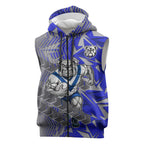 Canterbury Bankstown Bulldogs Rugby Sleeveless Zip Hoodie Fierce Mascot Geometric Tribal Art