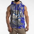 Canterbury Bankstown Bulldogs Rugby Sleeveless Zip Hoodie Fierce Mascot Geometric Tribal Art