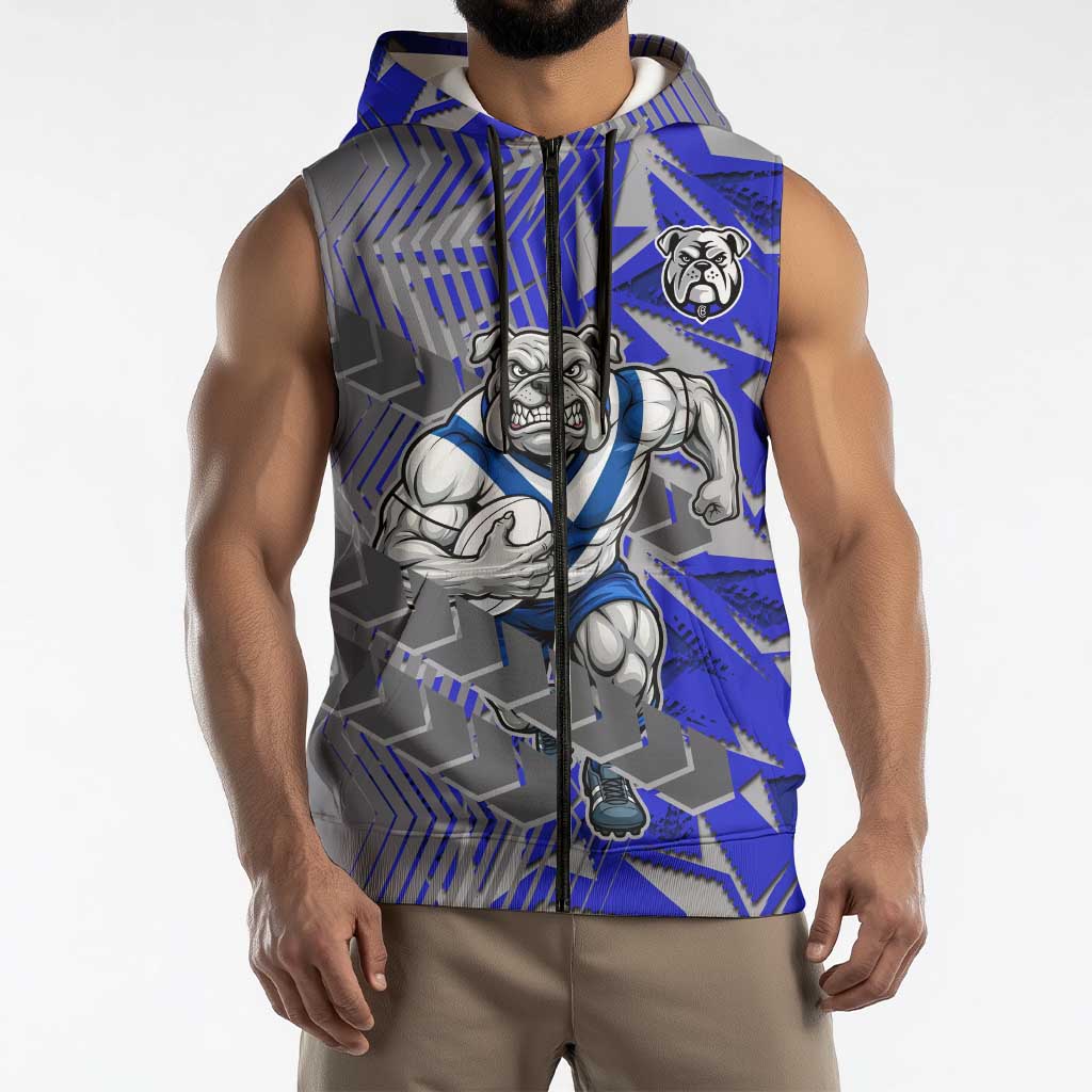Canterbury Bankstown Bulldogs Rugby Sleeveless Zip Hoodie Fierce Mascot Geometric Tribal Art