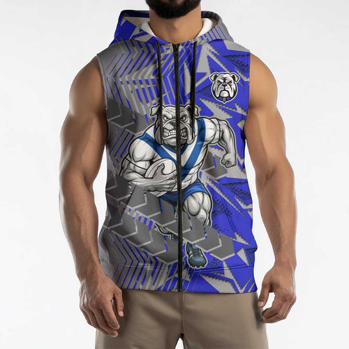 Canterbury Bankstown Bulldogs Rugby Sleeveless Zip Hoodie Fierce Mascot Geometric Tribal Art