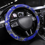 Canterbury Bankstown Bulldogs Rugby Steering Wheel Cover Fierce Mascot Geometric Tribal Art