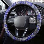 Canterbury Bankstown Bulldogs Rugby Steering Wheel Cover Fierce Mascot Geometric Tribal Art