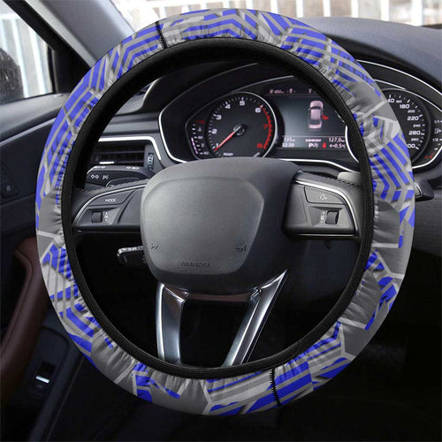 Canterbury Bankstown Bulldogs Rugby Steering Wheel Cover Fierce Mascot Geometric Tribal Art