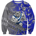 Canterbury Bankstown Bulldogs Rugby Sweatshirt Fierce Mascot Geometric Tribal Art