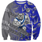 Canterbury Bankstown Bulldogs Rugby Sweatshirt Fierce Mascot Geometric Tribal Art