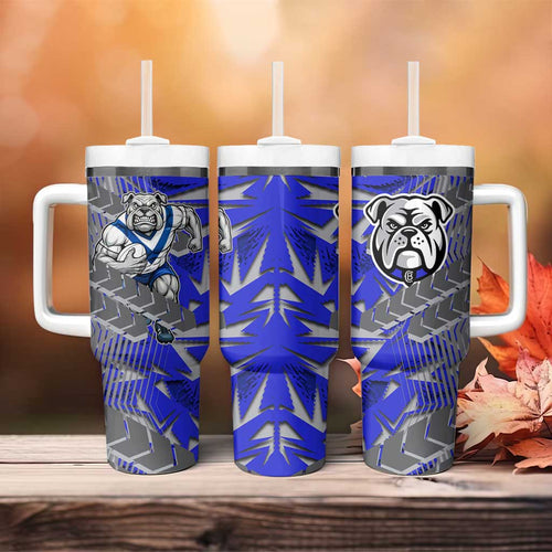 Canterbury Bankstown Bulldogs Rugby Tumbler With Handle Fierce Mascot Geometric Tribal Art