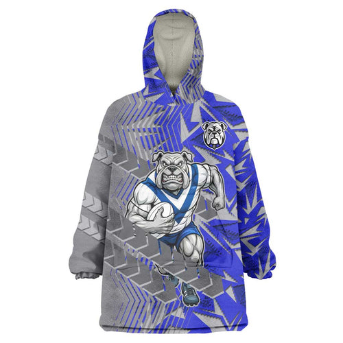 Canterbury Bankstown Bulldogs Rugby Wearable Blanket Hoodie Fierce Mascot Geometric Tribal Art