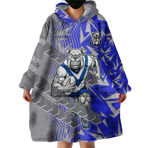 Canterbury Bankstown Bulldogs Rugby Wearable Blanket Hoodie Fierce Mascot Geometric Tribal Art