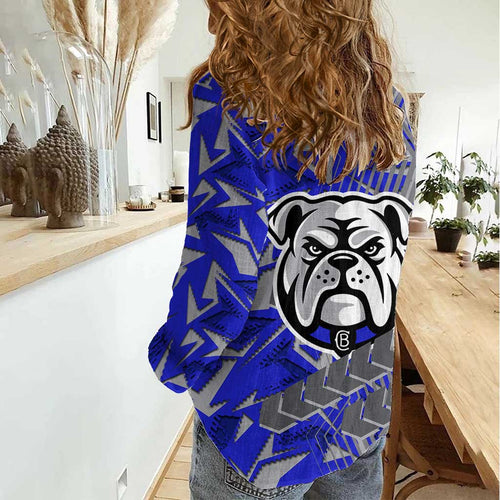 Canterbury Bankstown Bulldogs Rugby Women Casual Shirt Fierce Mascot Geometric Tribal Art