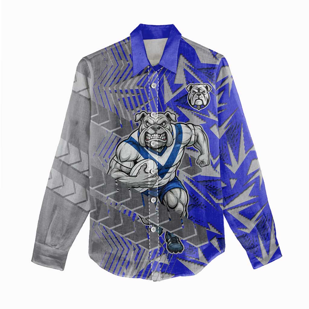 Canterbury Bankstown Bulldogs Rugby Women Casual Shirt Fierce Mascot Geometric Tribal Art
