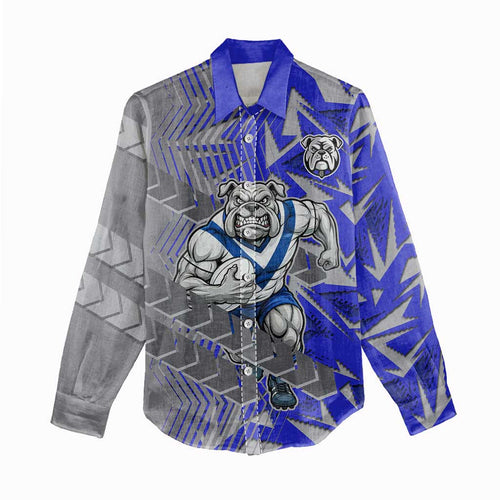 Canterbury Bankstown Bulldogs Rugby Women Casual Shirt Fierce Mascot Geometric Tribal Art
