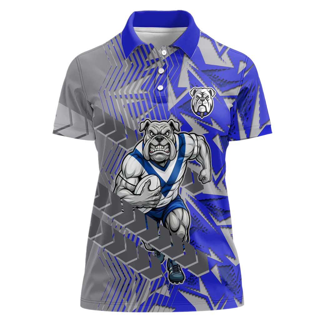 Canterbury Bankstown Bulldogs Rugby Women Polo Shirt Fierce Mascot Geometric Tribal Art