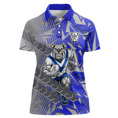 Canterbury Bankstown Bulldogs Rugby Women Polo Shirt Fierce Mascot Geometric Tribal Art