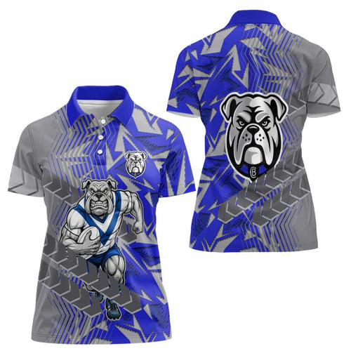 Canterbury Bankstown Bulldogs Rugby Women Polo Shirt Fierce Mascot Geometric Tribal Art