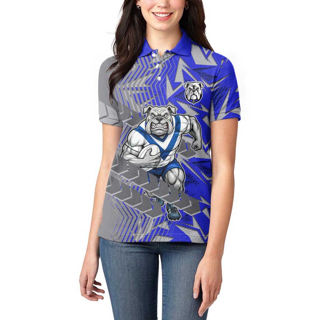 Canterbury Bankstown Bulldogs Rugby Women Polo Shirt Fierce Mascot Geometric Tribal Art