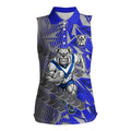 Canterbury Bankstown Bulldogs Rugby Women Sleeveless Polo Shirt Fierce Mascot Geometric Tribal Art