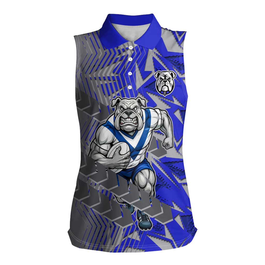 Canterbury Bankstown Bulldogs Rugby Women Sleeveless Polo Shirt Fierce Mascot Geometric Tribal Art