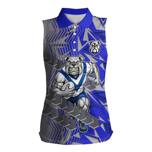 Canterbury Bankstown Bulldogs Rugby Women Sleeveless Polo Shirt Fierce Mascot Geometric Tribal Art