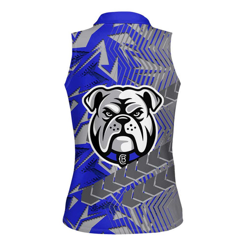Canterbury Bankstown Bulldogs Rugby Women Sleeveless Polo Shirt Fierce Mascot Geometric Tribal Art