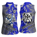 Canterbury Bankstown Bulldogs Rugby Women Sleeveless Polo Shirt Fierce Mascot Geometric Tribal Art