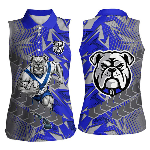 Canterbury Bankstown Bulldogs Rugby Women Sleeveless Polo Shirt Fierce Mascot Geometric Tribal Art