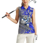 Canterbury Bankstown Bulldogs Rugby Women Sleeveless Polo Shirt Fierce Mascot Geometric Tribal Art