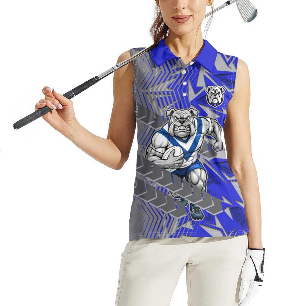 Canterbury Bankstown Bulldogs Rugby Women Sleeveless Polo Shirt Fierce Mascot Geometric Tribal Art