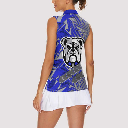 Canterbury Bankstown Bulldogs Rugby Women Sleeveless Polo Shirt Fierce Mascot Geometric Tribal Art