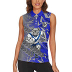 Canterbury Bankstown Bulldogs Rugby Women Sleeveless Polo Shirt Fierce Mascot Geometric Tribal Art