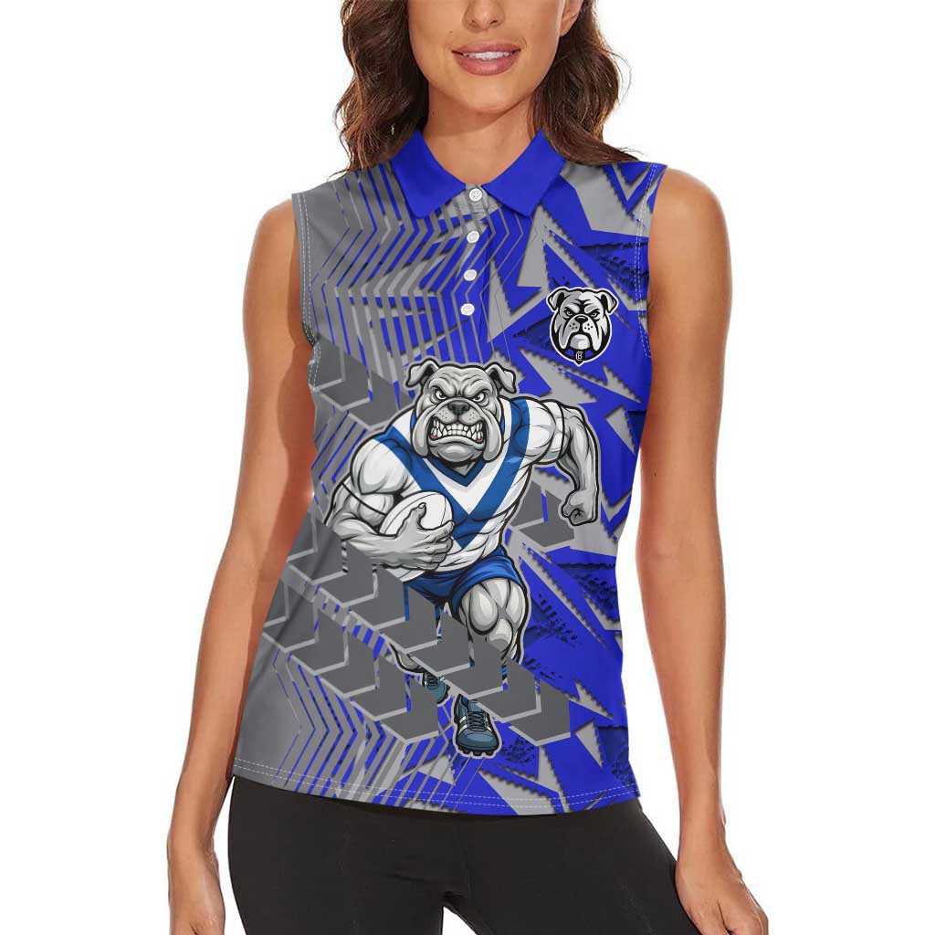 Canterbury Bankstown Bulldogs Rugby Women Sleeveless Polo Shirt Fierce Mascot Geometric Tribal Art