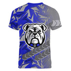 Canterbury Bankstown Bulldogs Rugby Women V-Neck T-Shirt Fierce Mascot Geometric Tribal Art