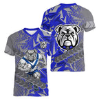 Canterbury Bankstown Bulldogs Rugby Women V-Neck T-Shirt Fierce Mascot Geometric Tribal Art