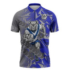 Canterbury Bankstown Bulldogs Rugby Zipper Polo Shirt Fierce Mascot Geometric Tribal Art