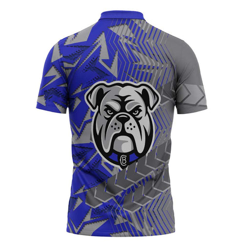 Canterbury Bankstown Bulldogs Rugby Zipper Polo Shirt Fierce Mascot Geometric Tribal Art