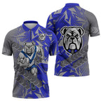 Canterbury Bankstown Bulldogs Rugby Zipper Polo Shirt Fierce Mascot Geometric Tribal Art