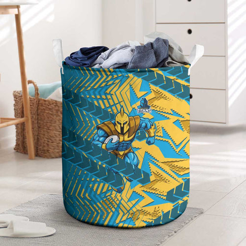 Gold Coast Titans Rugby Laundry Basket Fierce Mascot Geometric Tribal Art
