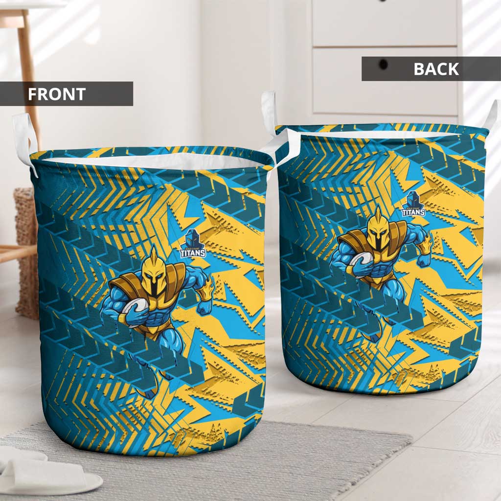 Gold Coast Titans Rugby Laundry Basket Fierce Mascot Geometric Tribal Art