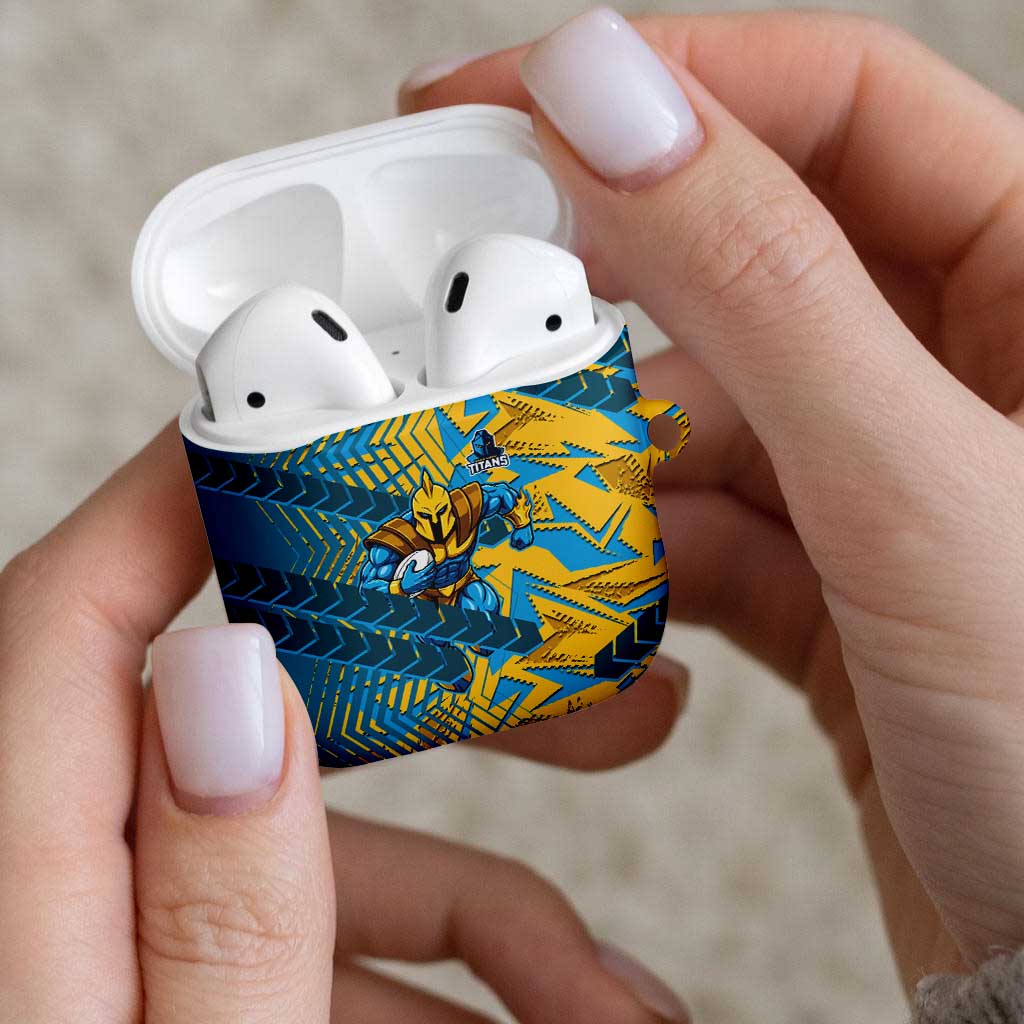Gold Coast Titans Rugby AirPods Case Fierce Mascot Geometric Tribal Art