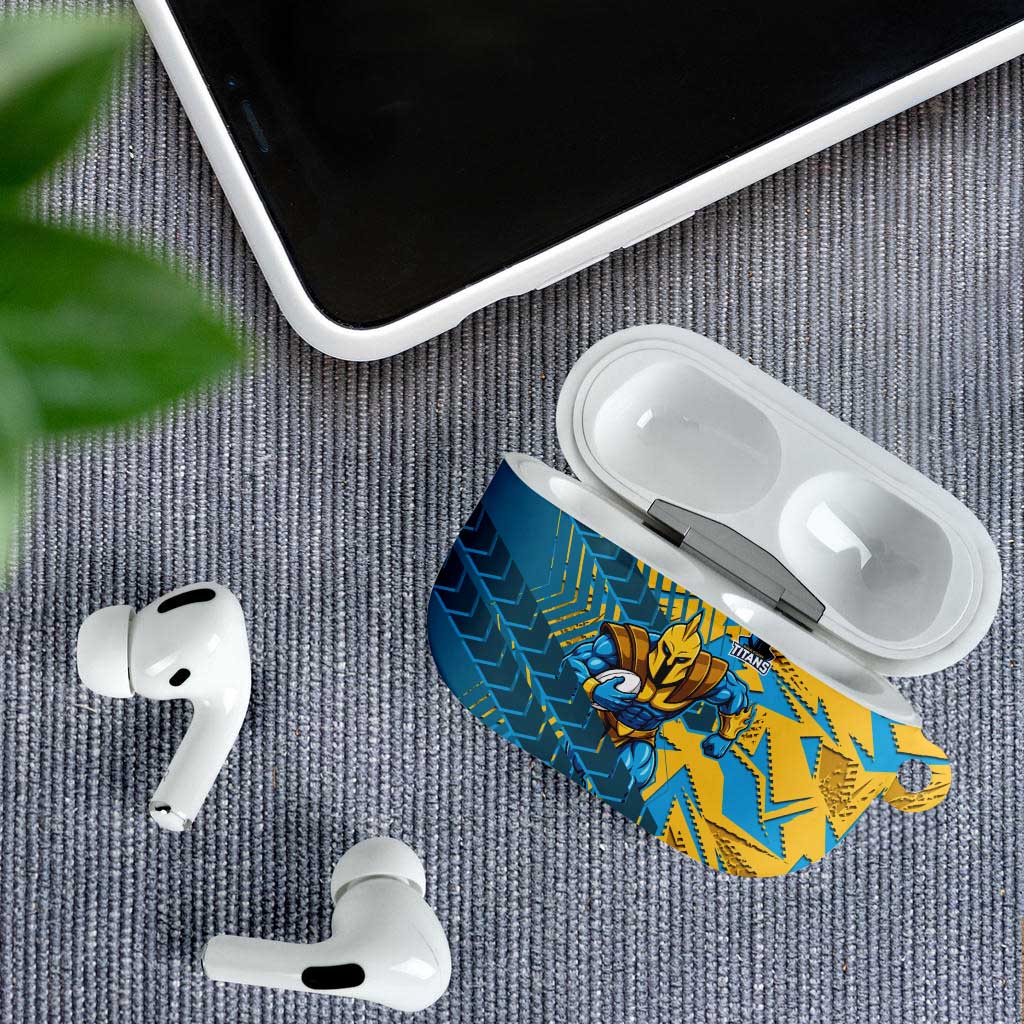 Gold Coast Titans Rugby AirPods Case Fierce Mascot Geometric Tribal Art