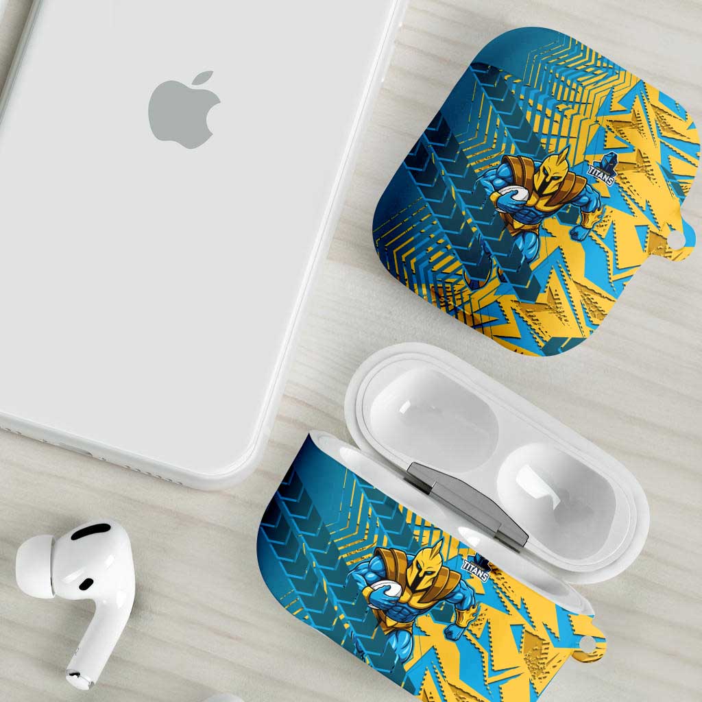 Gold Coast Titans Rugby AirPods Case Fierce Mascot Geometric Tribal Art