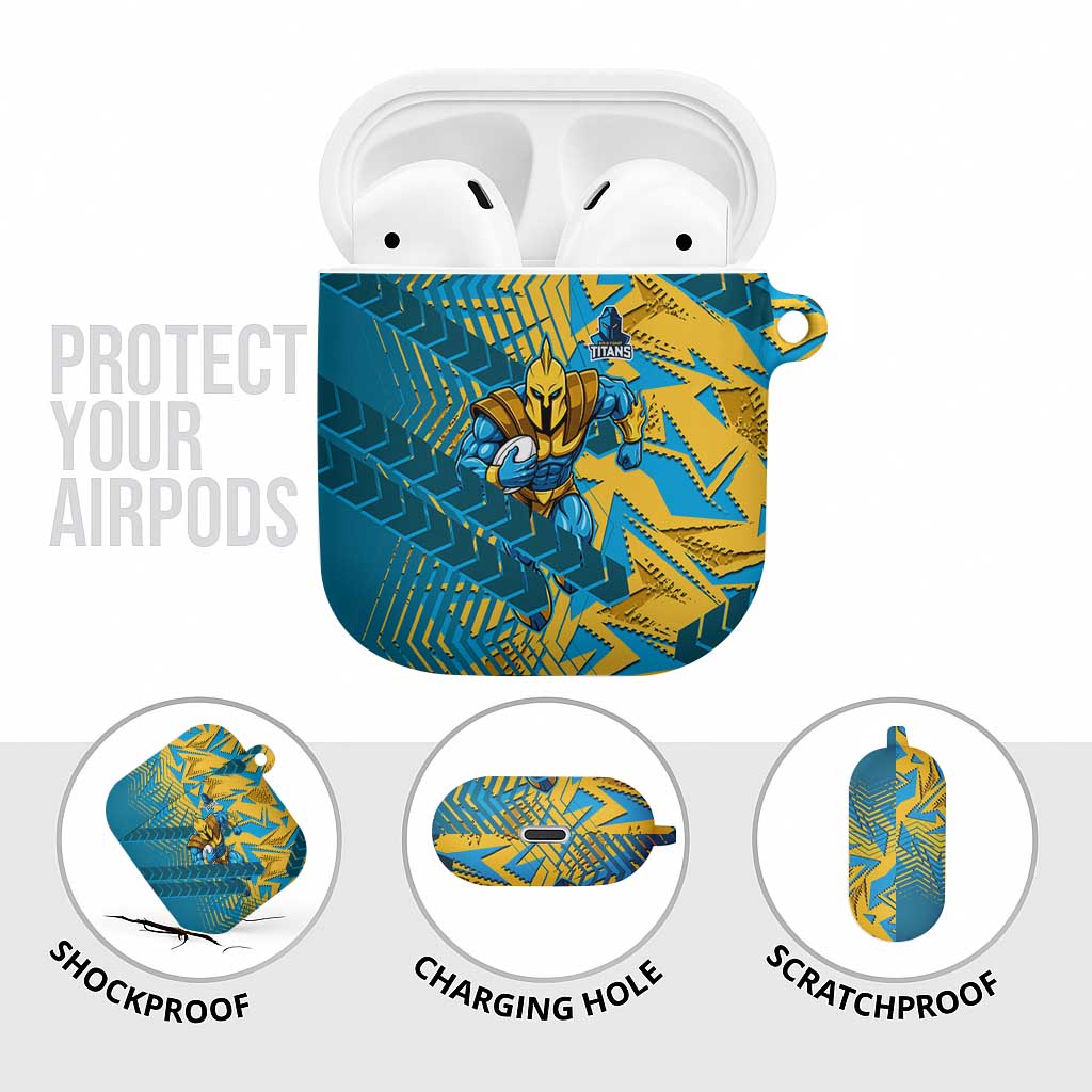 Gold Coast Titans Rugby AirPods Case Fierce Mascot Geometric Tribal Art