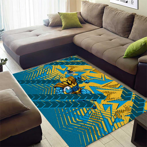 Gold Coast Titans Rugby Area Rug Fierce Mascot Geometric Tribal Art