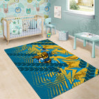 Gold Coast Titans Rugby Area Rug Fierce Mascot Geometric Tribal Art