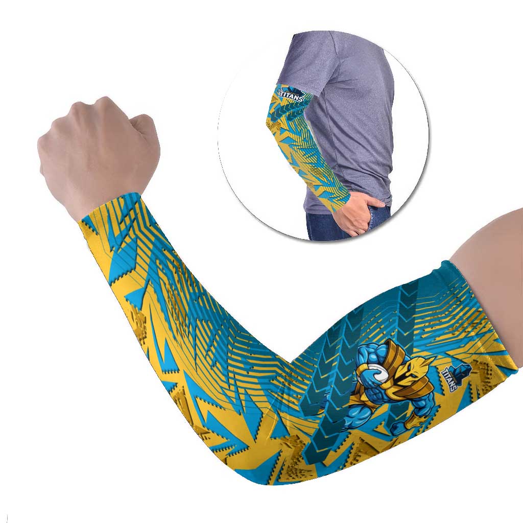 Gold Coast Titans Rugby Arm Sleeves Fierce Mascot Geometric Tribal Art
