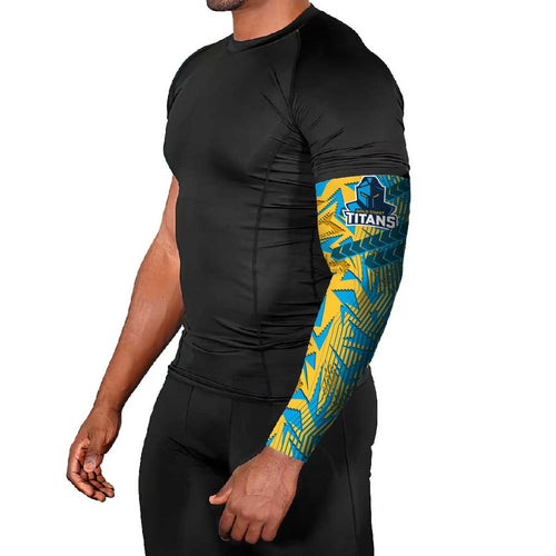 Gold Coast Titans Rugby Arm Sleeves Fierce Mascot Geometric Tribal Art