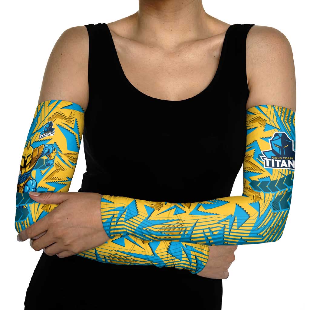 Gold Coast Titans Rugby Arm Sleeves Fierce Mascot Geometric Tribal Art